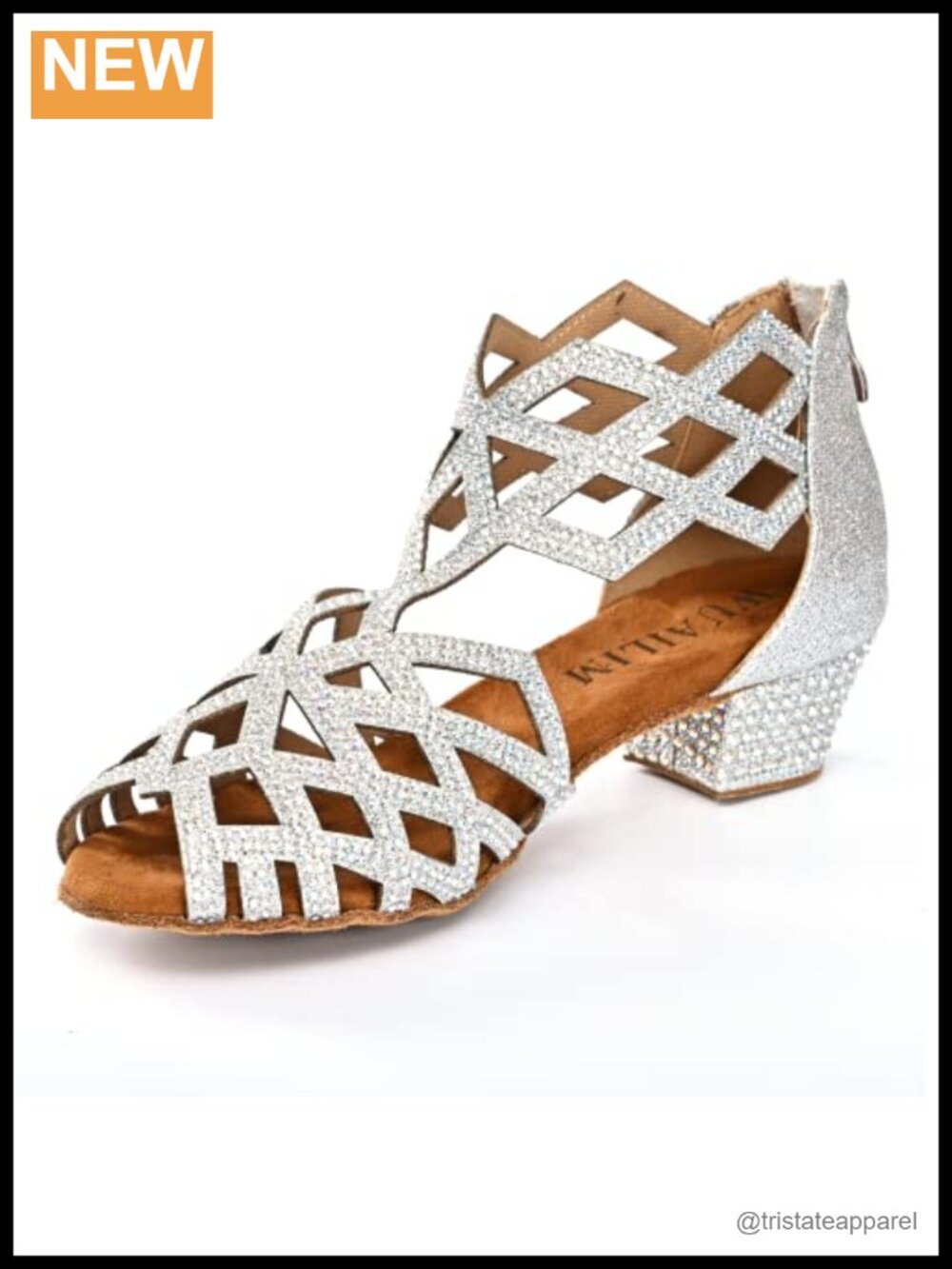 Rhinestone Ballroom Dance Shoes Suede Sole Peep Toe Heels, Latin Salsa
